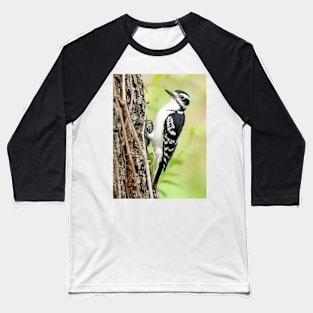 Portrait of a Hairy Woodpecker 2-Female Baseball T-Shirt